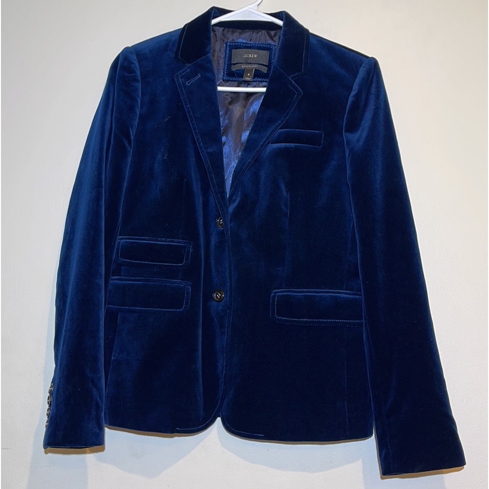 J. Crew Women’s Blue Velvet Schoolboy Blazer Sz 6